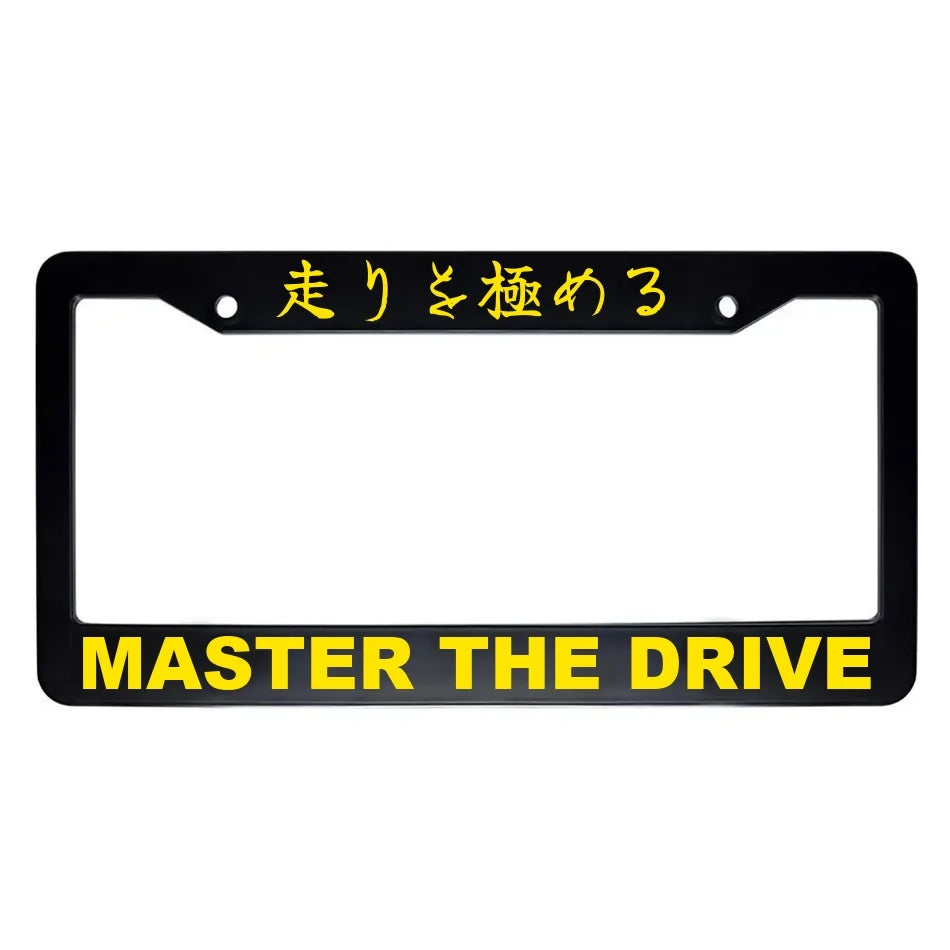 Master the Drive ABS Black Plastic Kanji Japanese License Plate Frame - Yellow Text