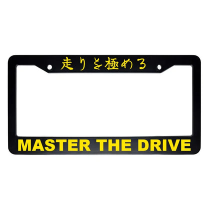 Master the Drive ABS Black Plastic Kanji Japanese License Plate Frame - Yellow Text