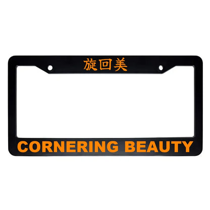 Cornering Beauty ABS Black Plastic Kanji Japanese License Plate Frame - Orange Text