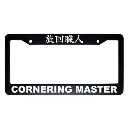 Cornering Master ABS Black Plastic Kanji Japanese License Plate Frame - White Text