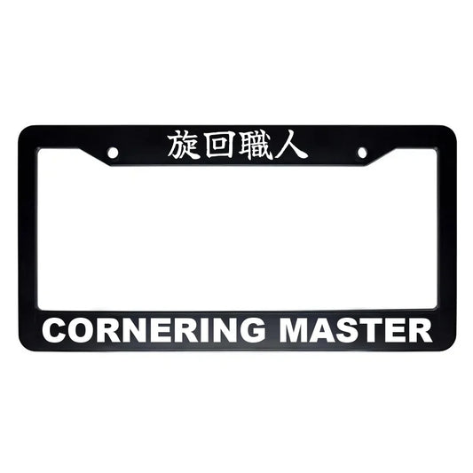 Cornering Master ABS Black Plastic Kanji Japanese License Plate Frame - White Text
