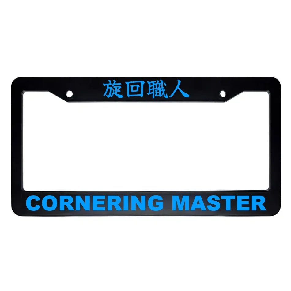 Cornering Master ABS Black Plastic Kanji Japanese License Plate Frame - Blue Text