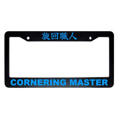 Cornering Master ABS Black Plastic Kanji Japanese License Plate Frame - Blue Text