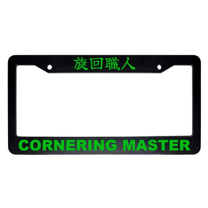 Cornering Master ABS Black Plastic Kanji Japanese License Plate Frame - Green Text