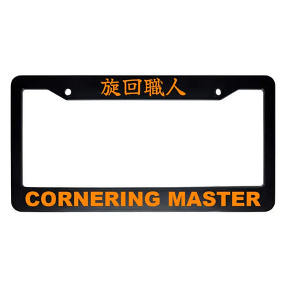 Cornering Master ABS Black Plastic Kanji Japanese License Plate Frame - Orange Text