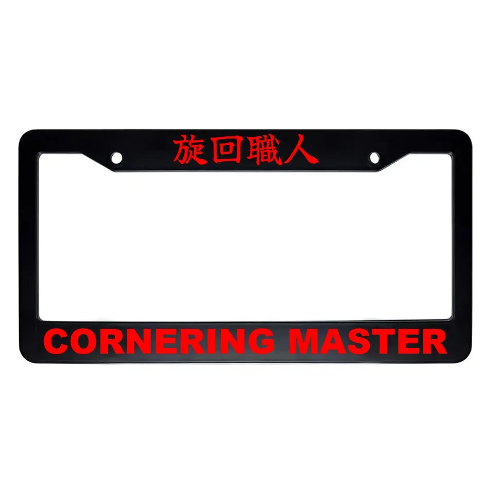 Cornering Master ABS Black Plastic Kanji Japanese License Plate Frame - Red Text