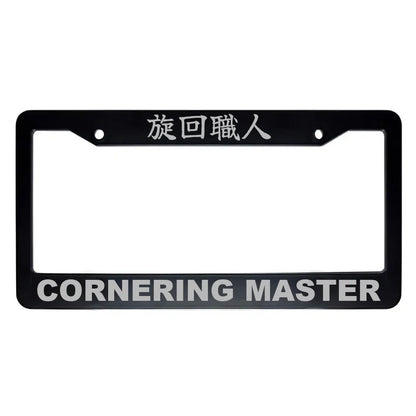 Cornering Master ABS Black Plastic Kanji Japanese License Plate Frame - Silver Text