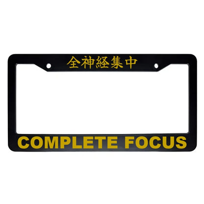 Complete Focus ABS Black Plastic Kanji Japanese License Plate Frame - Gold Text