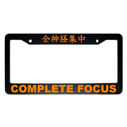 Complete Focus ABS Black Plastic Kanji Japanese License Plate Frame - Orange Text