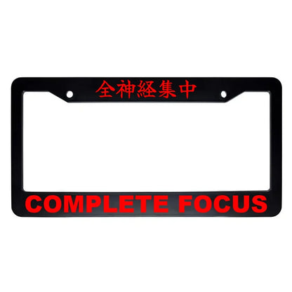 Complete Focus ABS Black Plastic Kanji Japanese License Plate Frame - Red Text