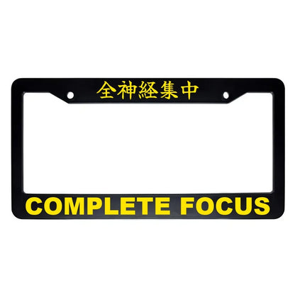 Complete Focus ABS Black Plastic Kanji Japanese License Plate Frame - Yellow Text