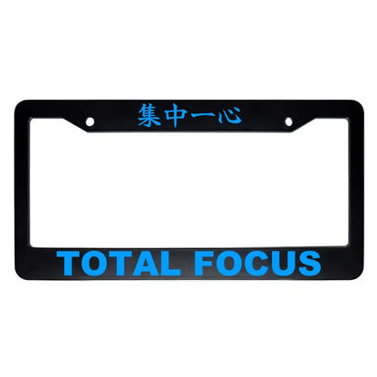 Total Focus ABS Black Plastic Kanji Japanese License Plate Frame - Blue Text