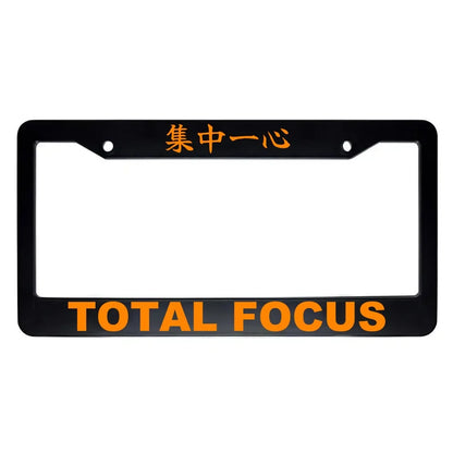Total Focus ABS Black Plastic Kanji Japanese License Plate Frame - Orange Text