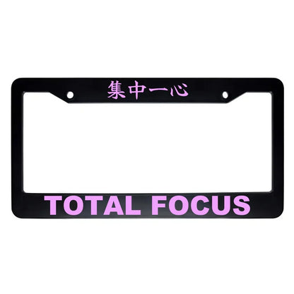 Total Focus ABS Black Plastic Kanji Japanese License Plate Frame - Pink Text