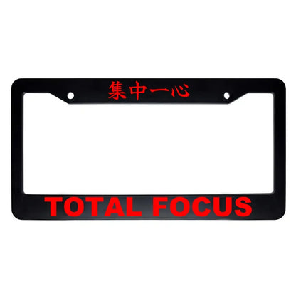 Total Focus ABS Black Plastic Kanji Japanese License Plate Frame - Red Text