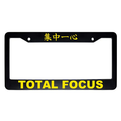 Total Focus ABS Black Plastic Kanji Japanese License Plate Frame - Yellow Text