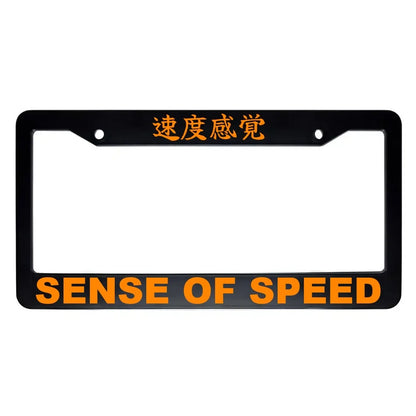 Sense of Speed ABS Black Plastic Kanji Japanese License Plate Frame - Orange Text