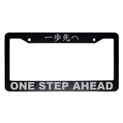 One Step Ahead ABS Black Plastic Kanji Japanese License Plate Frame - Silver Text