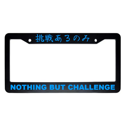 Nothing but Challenge ABS Black Plastic Kanji Japanese License Plate Frame - Blue Text