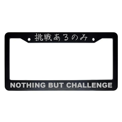 Nothing but Challenge ABS Black Plastic Kanji Japanese License Plate Frame - Silver Text
