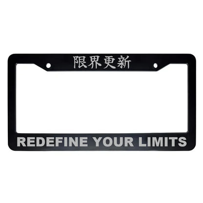 Redefine Your Limits ABS Black Plastic Kanji Japanese License Plate Frame - Silver Text