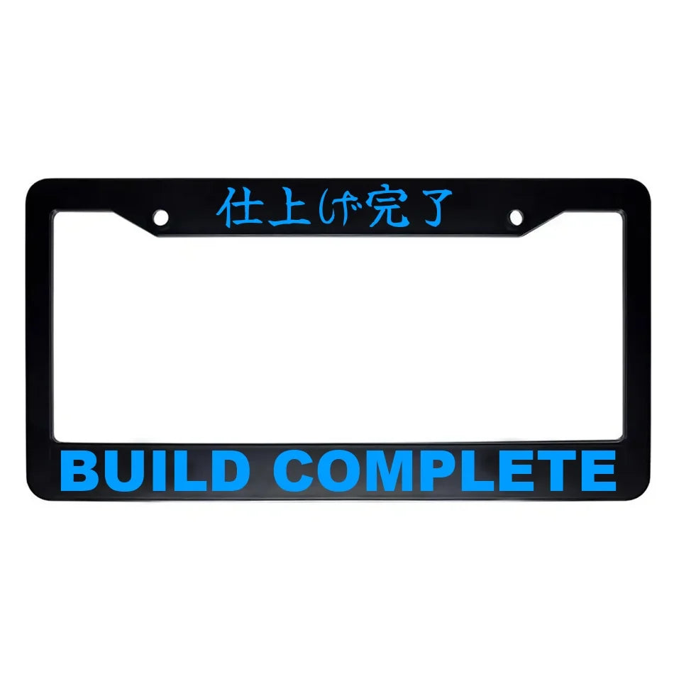 Build Complete ABS Black Plastic Kanji Japanese License Plate Frame - Blue Text