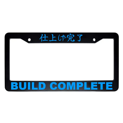 Build Complete ABS Black Plastic Kanji Japanese License Plate Frame - Blue Text