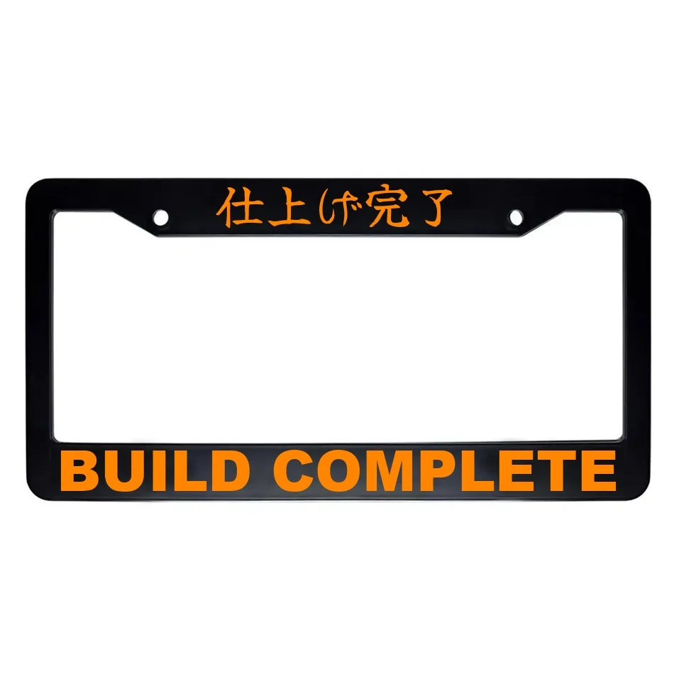 Build Complete ABS Black Plastic Kanji Japanese License Plate Frame - Orange Text