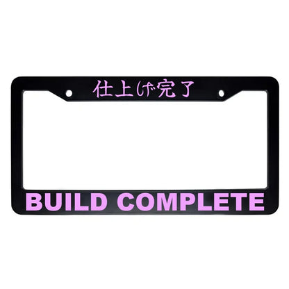 Build Complete ABS Black Plastic Kanji Japanese License Plate Frame - Pink Text