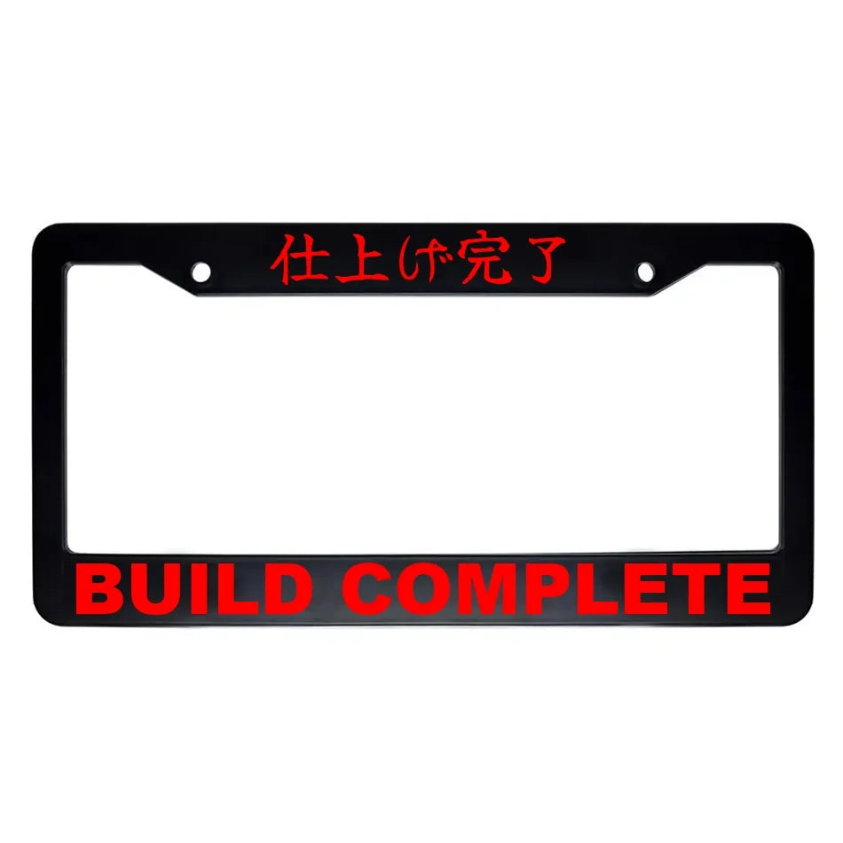 Build Complete ABS Black Plastic Kanji Japanese License Plate Frame - Red Text