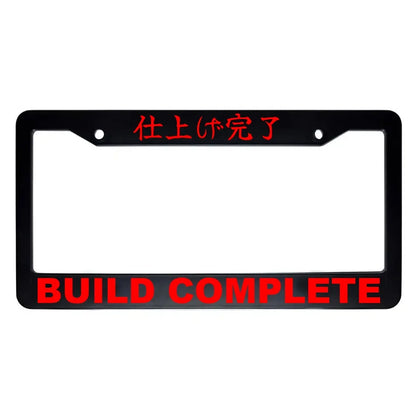 Build Complete ABS Black Plastic Kanji Japanese License Plate Frame - Red Text