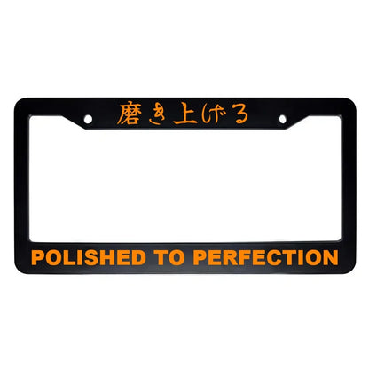 Polished to Perfection ABS Black Plastic Kanji Japanese License Plate Frame - Orange Text