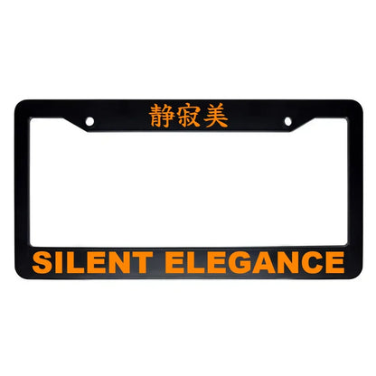 Silent Elegance ABS Black Plastic Kanji Japanese License Plate Frame - Orange Text