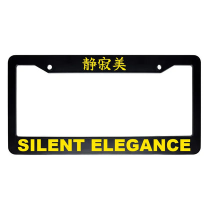 Silent Elegance ABS Black Plastic Kanji Japanese License Plate Frame - Yellow Text