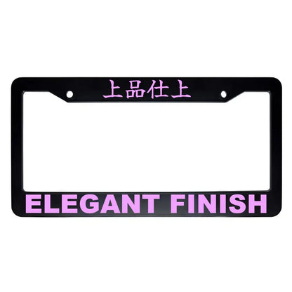 Elegant Finish ABS Black Plastic Kanji Japanese License Plate Frame - Pink Text
