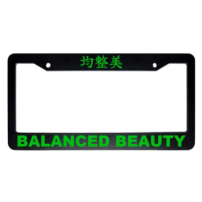 Balanced Beauty ABS Black Plastic Kanji Japanese License Plate Frame - Green Text