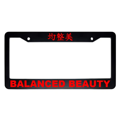 Balanced Beauty ABS Black Plastic Kanji Japanese License Plate Frame - Red Text