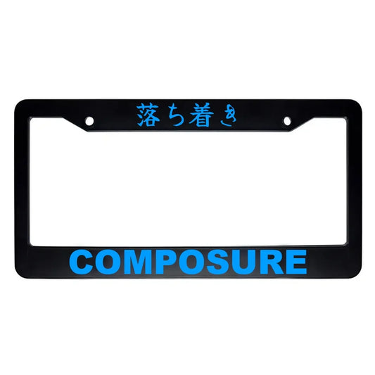 Composure ABS Black Plastic Kanji Japanese License Plate Frame - Blue Text