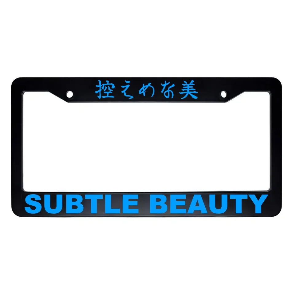 Subtle Beauty ABS Black Plastic Kanji Japanese License Plate Frame - Blue Text