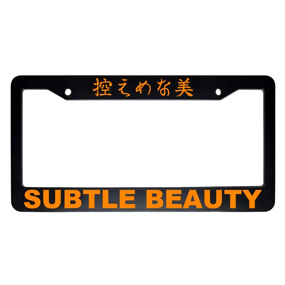 Subtle Beauty ABS Black Plastic Kanji Japanese License Plate Frame - Orange Text