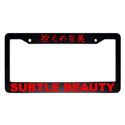 Subtle Beauty ABS Black Plastic Kanji Japanese License Plate Frame - Red Text
