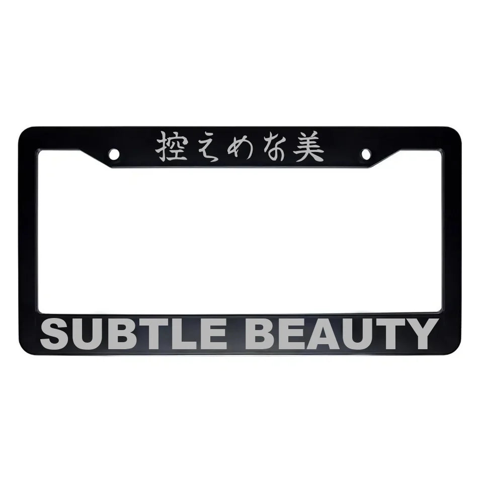 Subtle Beauty ABS Black Plastic Kanji Japanese License Plate Frame - Silver Text