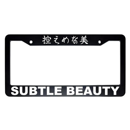 Subtle Beauty ABS Black Plastic Kanji Japanese License Plate Frame - White Text