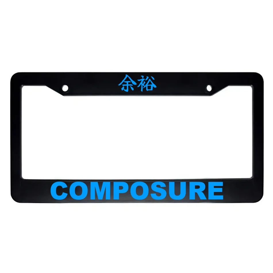 Composure ABS Black Plastic Kanji Japanese License Plate Frame - Blue Text