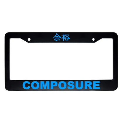 Composure ABS Black Plastic Kanji Japanese License Plate Frame - Blue Text