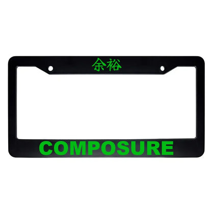 Composure ABS Black Plastic Kanji Japanese License Plate Frame - Green Text