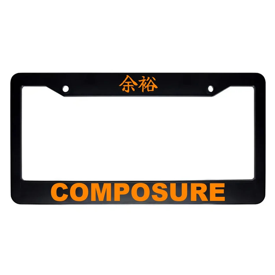 Composure ABS Black Plastic Kanji Japanese License Plate Frame - Orange Text