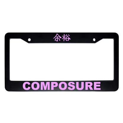 Composure ABS Black Plastic Kanji Japanese License Plate Frame - Pink Text