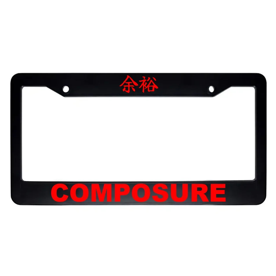 Composure ABS Black Plastic Kanji Japanese License Plate Frame - Red Text