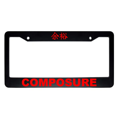 Composure ABS Black Plastic Kanji Japanese License Plate Frame - Red Text